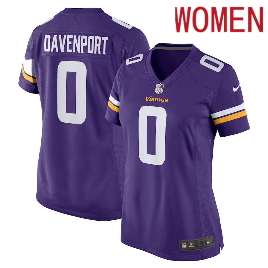 Women Minnesota Vikings #0 Marcus Davenport Nike Purple Team Game NFL Jersey